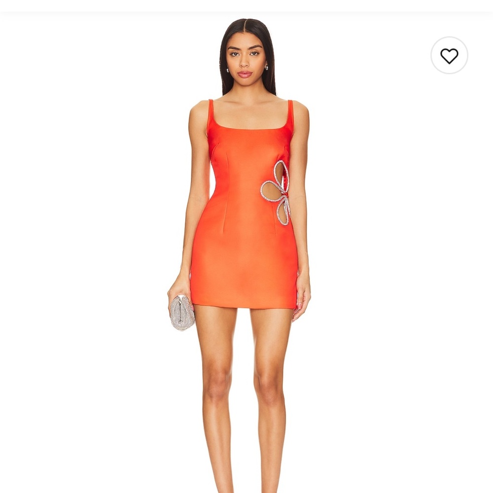 Vibrant Orange Mini Dress with Floral Detail